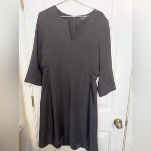 COS Black Pleated Sheath Dress V-neck 3/4 Sleeve